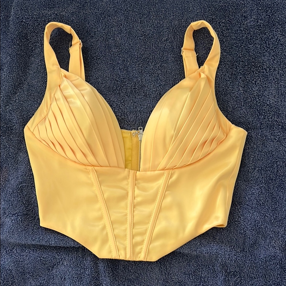 Yellow Satin Corset Top